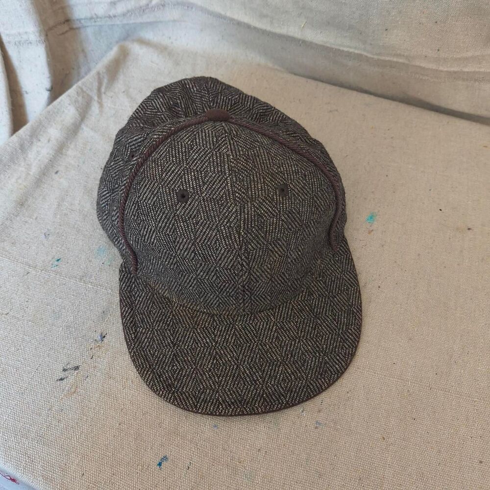 Sean-john Men's Brown Herringbone Wool Size 7 3/4 Hat